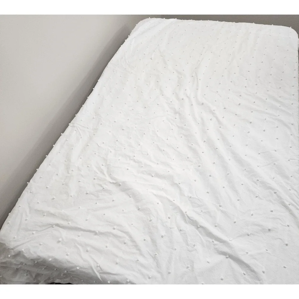 Ballard Design Colette French Knot Twin Sz‎ Duvet Cover White 100% Cotton